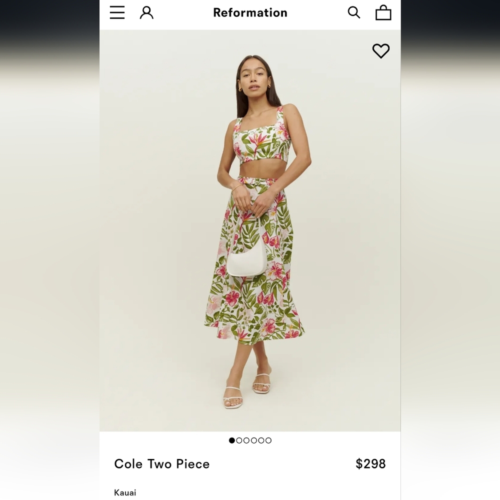 NWT Reformation Cole Two Piece Set In Kauai